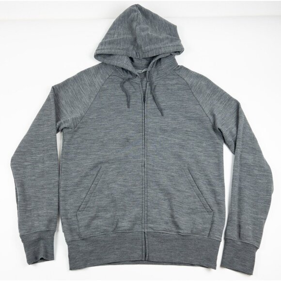 Icebreaker Merino Wool Hooded Jacket Men's Medium Knit Full Zip Heather Gray